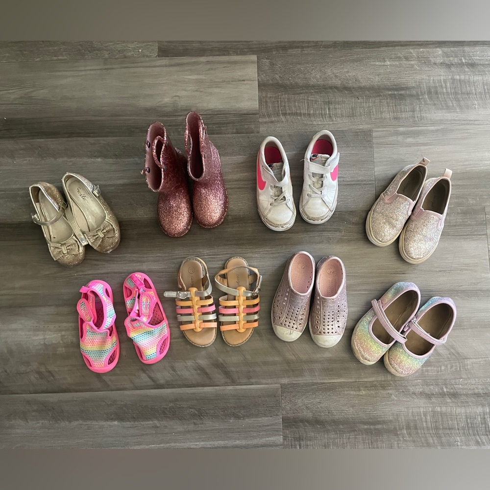 Toddler size 10 shoes, all of them for $15, includes Nike & Natives